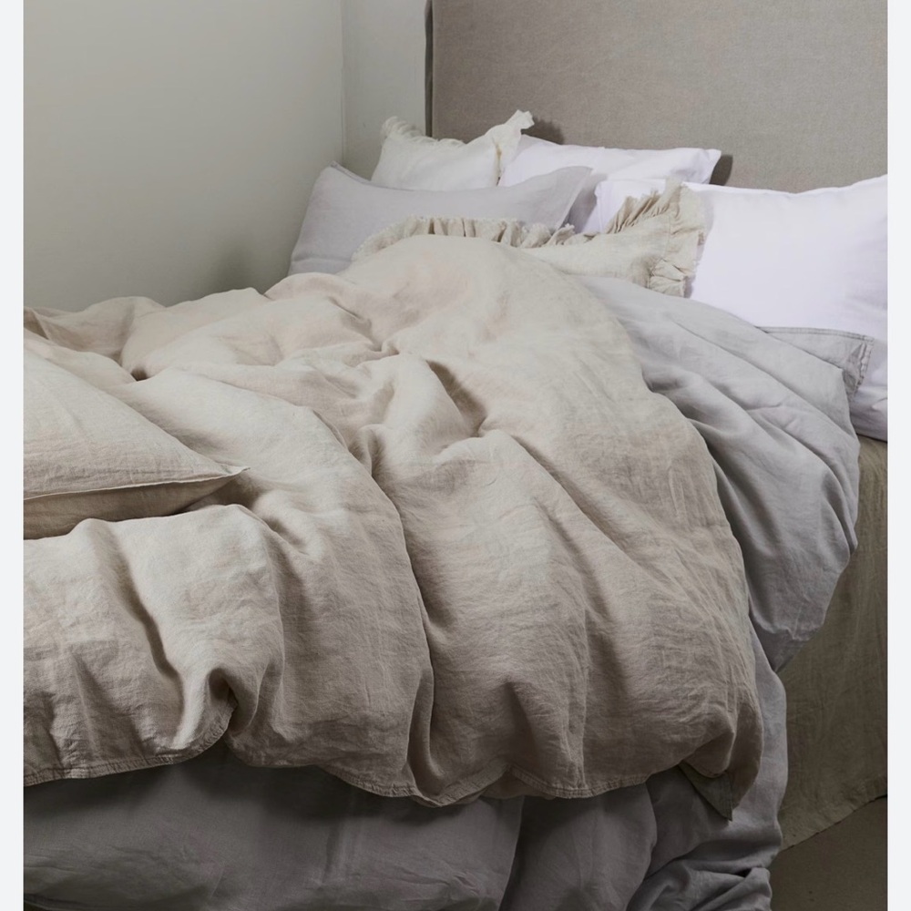 H&M Taupe 100% Linen Twin Duvet cover